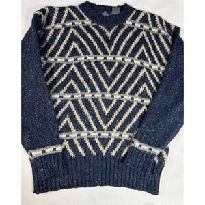 VINTAGE 80s 90s Liz Wear Wool blend Chevron  Cropped Sweater Size Medium holiday